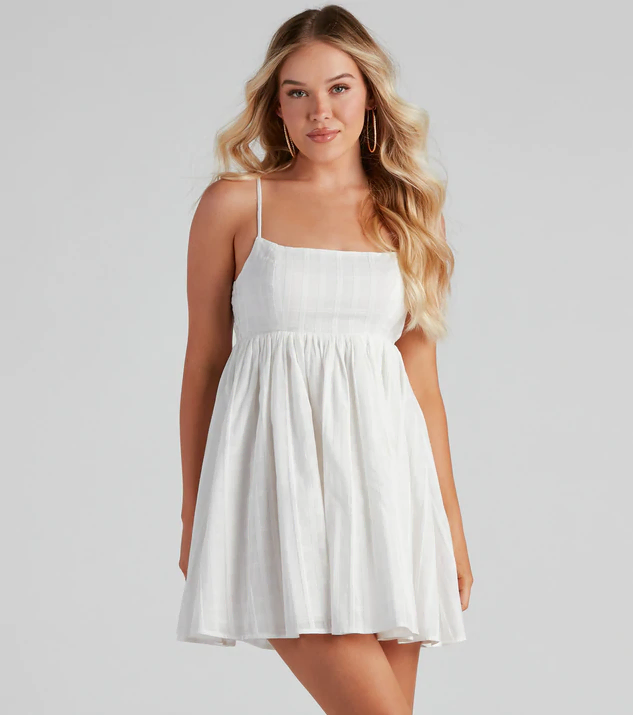 white linen babydoll dress